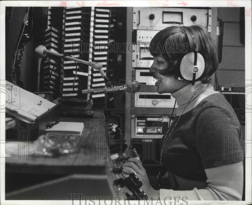 1977, Darlene Raymore program director of WNOV radio station, WI - Historic Images