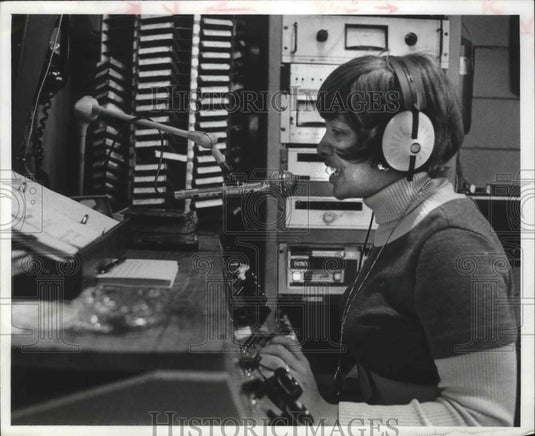 1977, Darlene Raymore program director of WNOV radio station, WI - Historic Images