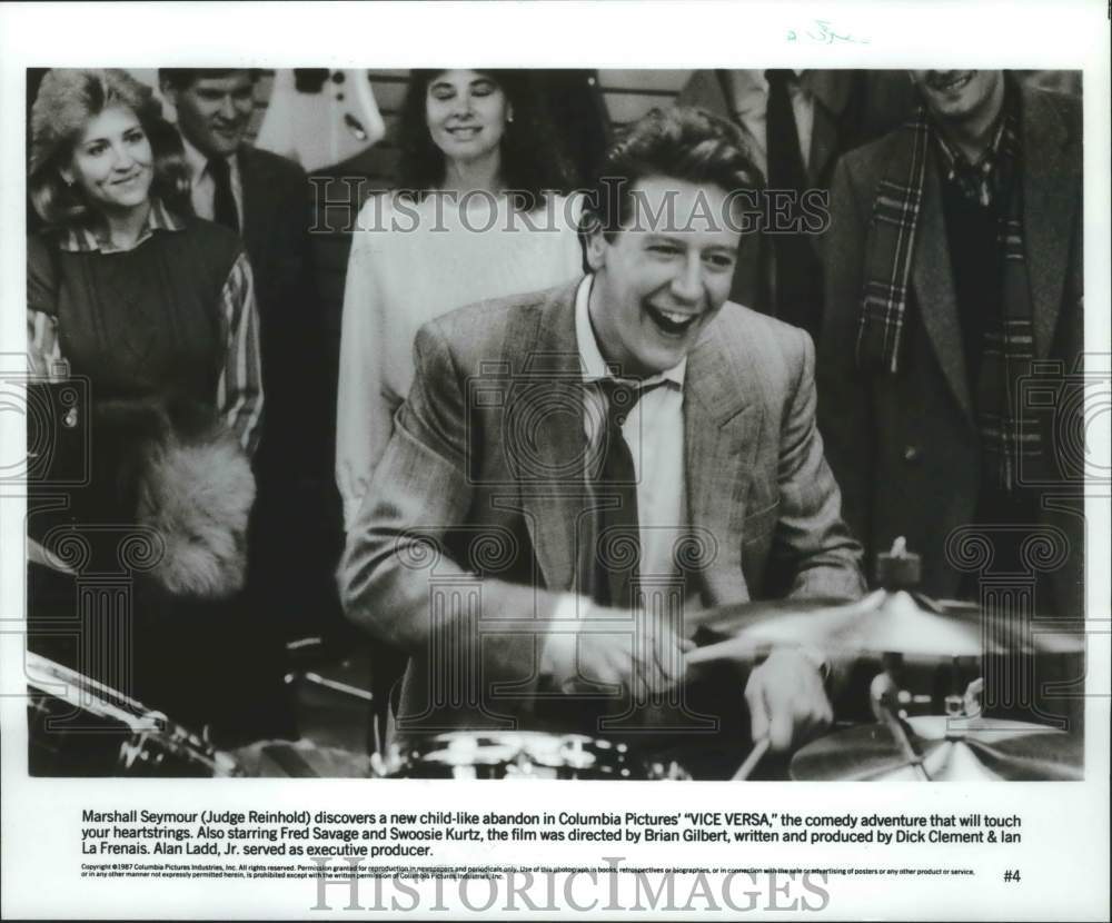 1987, Marshall Seymour Plays The Drums In Scene From "Vice-Versa" - Historic Images