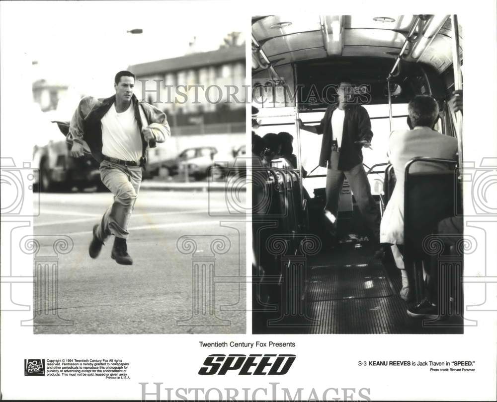 1994 Press Photo Keanu Reeves As Jack Traven In "Speed" - Historic Images