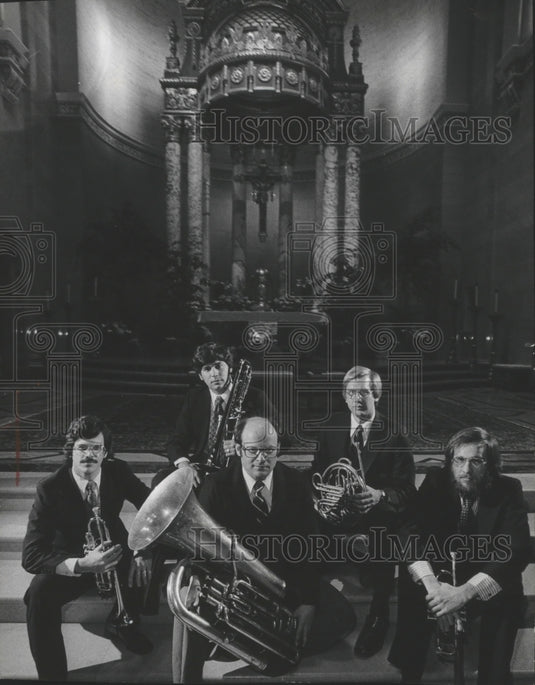 1979, The Newberry Brass quintet as St. John's Cathedral, Milwaukee - Historic Images