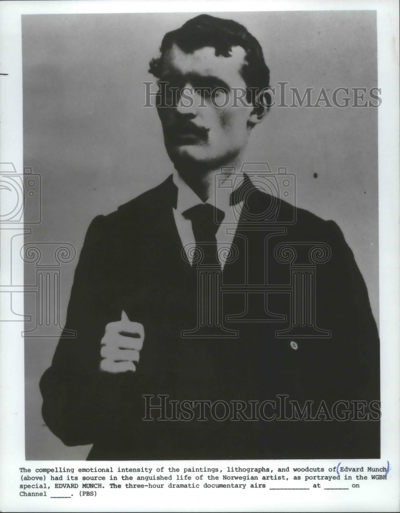 1980 Press Photo Edvard Munch, a Norwegian artist portrayed on PBS channel. - Historic Images