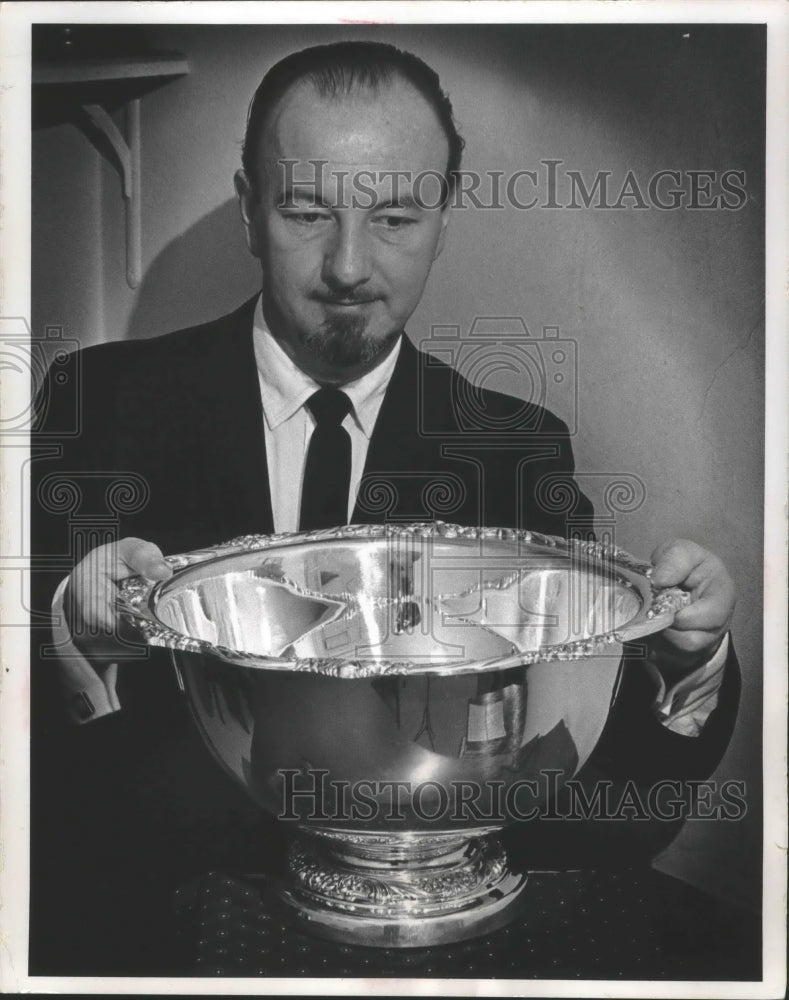 1965, Milwaukee Orchestra Concertmaster Edward Mumm Holds Silver Bowl - Historic Images