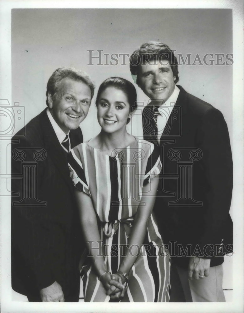 1983 Press Photo TV Hosts Johnny Mountain, Tawny Schneider and Chuck Henry - Historic Images