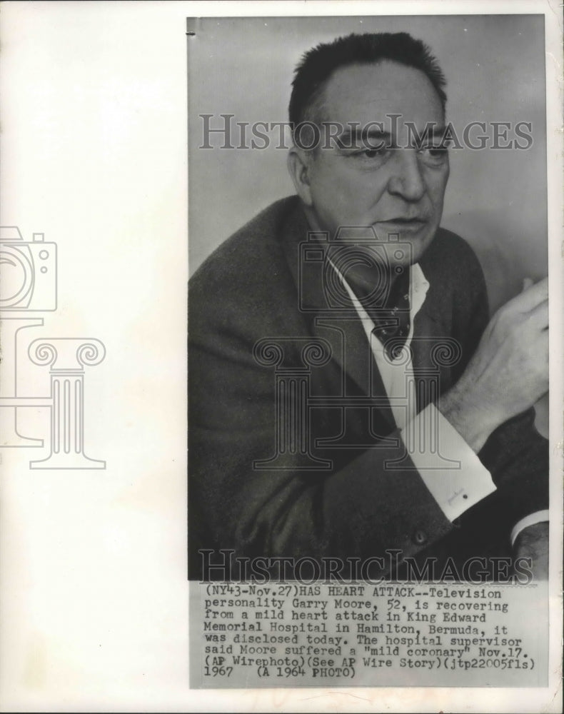 1967, Television personality Garry Moore suffers mild heart attack. - Historic Images