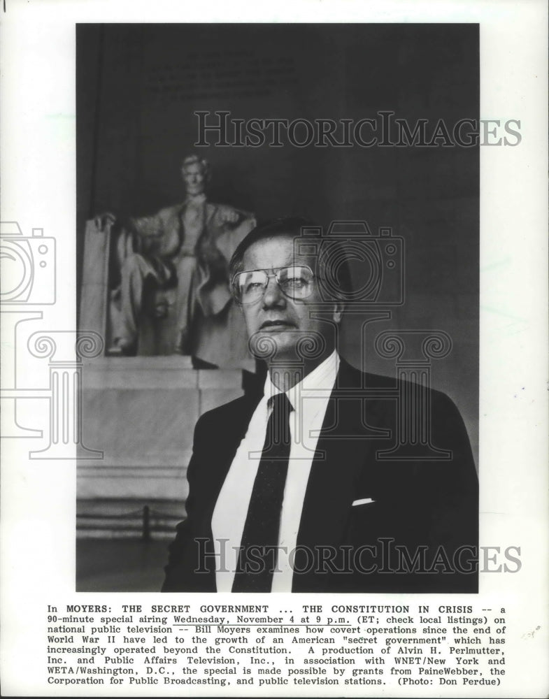 1987 Press Photo TV Host Bill Moyers - mjp25110 - Historic Images