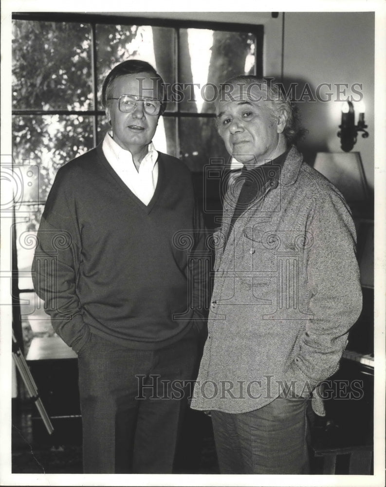 1990, Journalist Bill Moyers with Jacob Needleman - mjp25118 - Historic Images