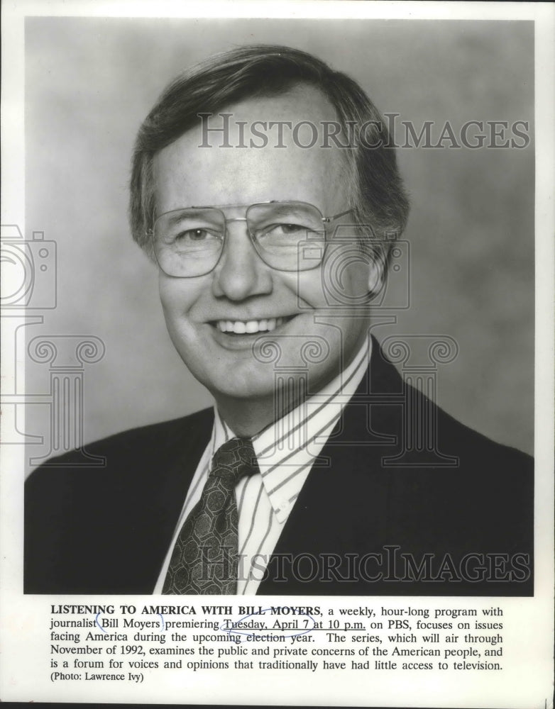 1992 Press Photo PBS Journalist Bill Moyers - mjp25119 - Historic Images