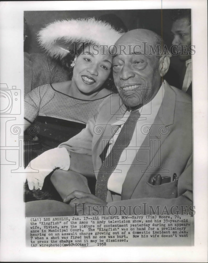 1958 Press Photo Actor Harry Moore &amp; wife in court, California - Historic Images