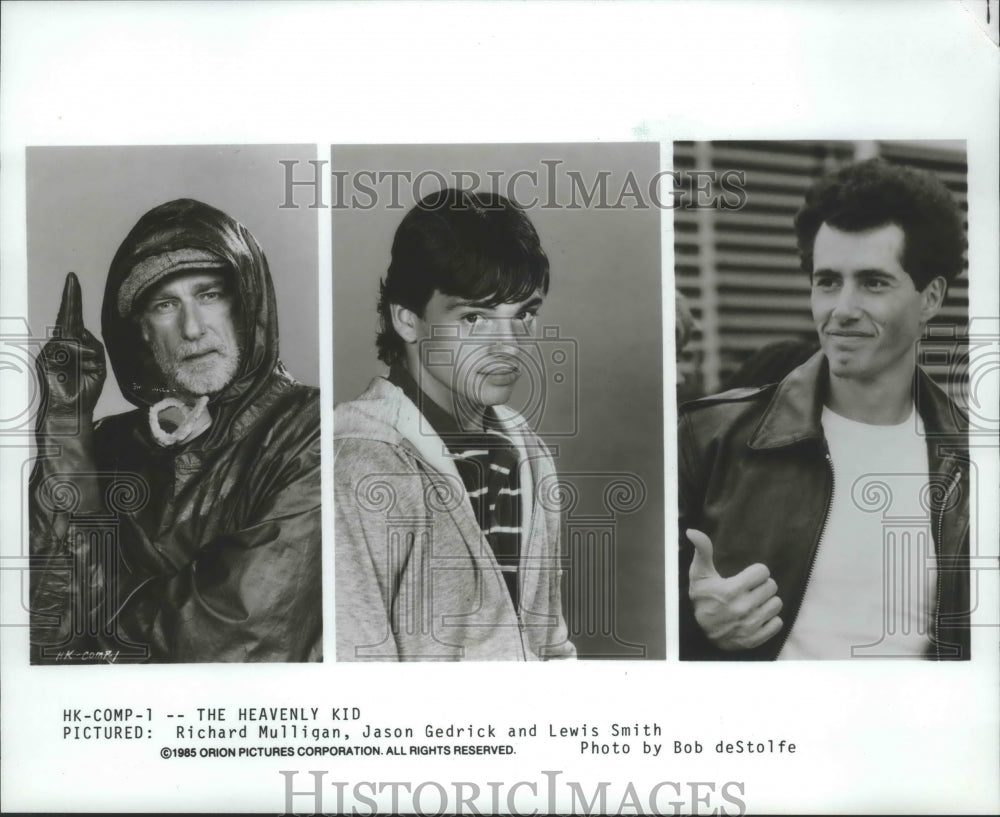 1985 Press Photo Richard Mulligan, Jason Gedrick &amp; other in &quot;The Heavenly Kid&quot; - Historic Images