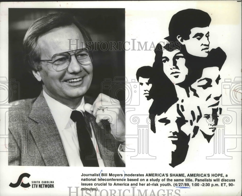 1989 Press Photo CBS News Correspondent Bill Moyers - mjp25542 - Historic Images