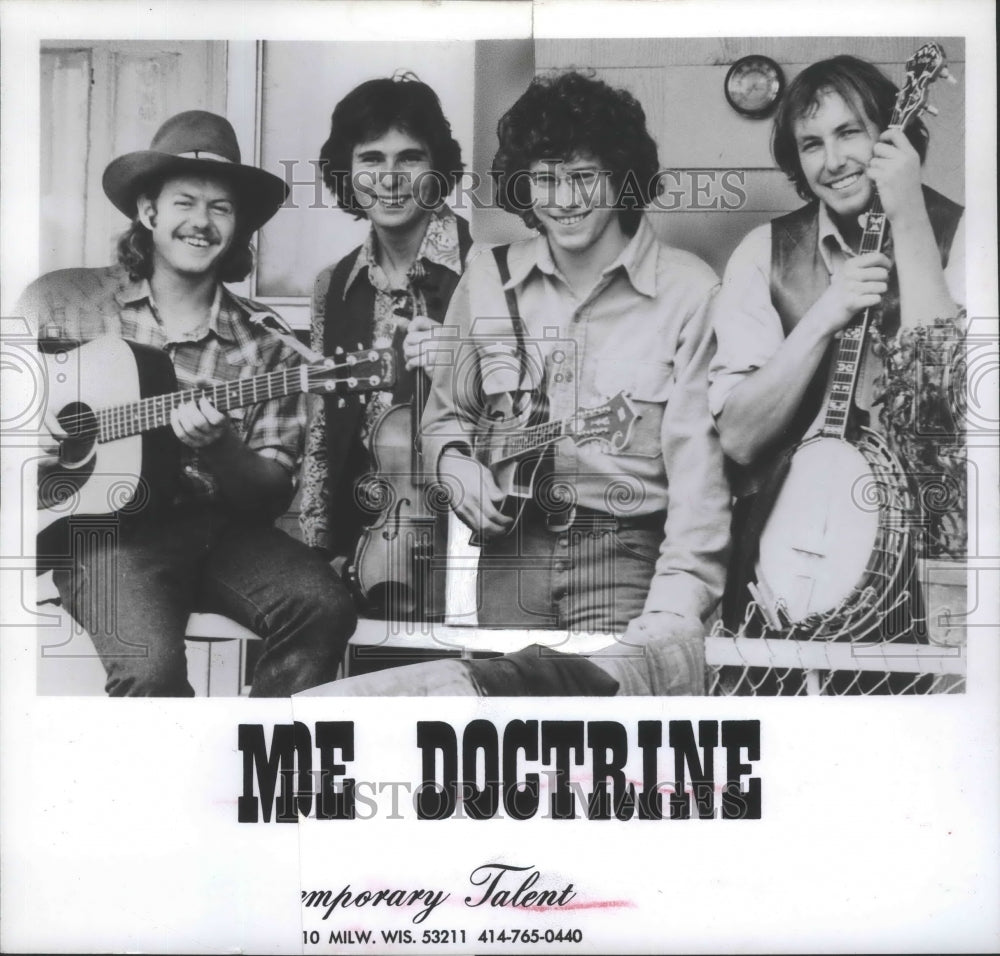 1974, Band members of The Monroe Doctrine with their instruments - Historic Images