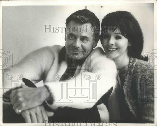 1967, Actors Glenn Ford & Kathy Hays relax at home - Historic Images