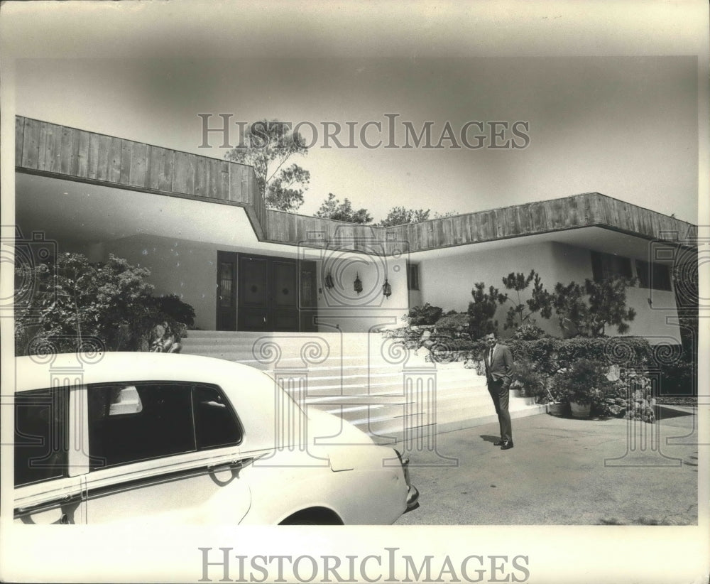 1971, Actor Glenn Ford outside his Beverly Hills, California home - Historic Images