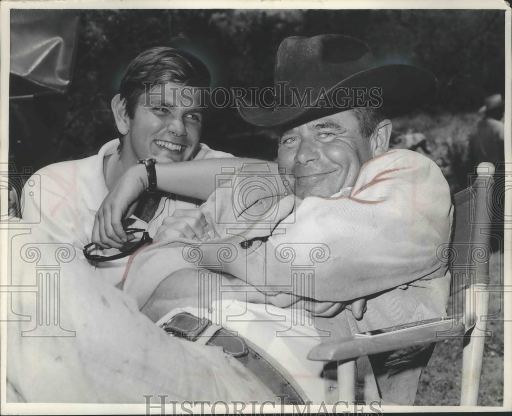 1968, Actor Glenn Ford &amp; his son Peter Ford in &quot;Heaven With A Gun&quot; - Historic Images