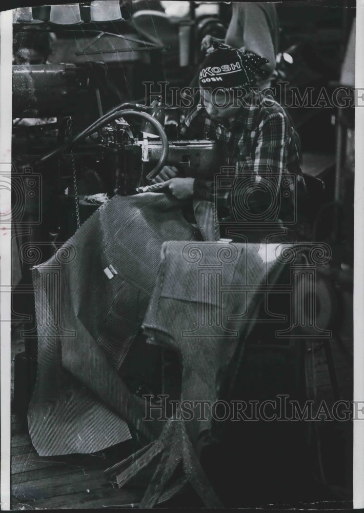 1978, Pairs of Oshkosh B&#39;Gosh overalls near completion, Wisconsin - Historic Images