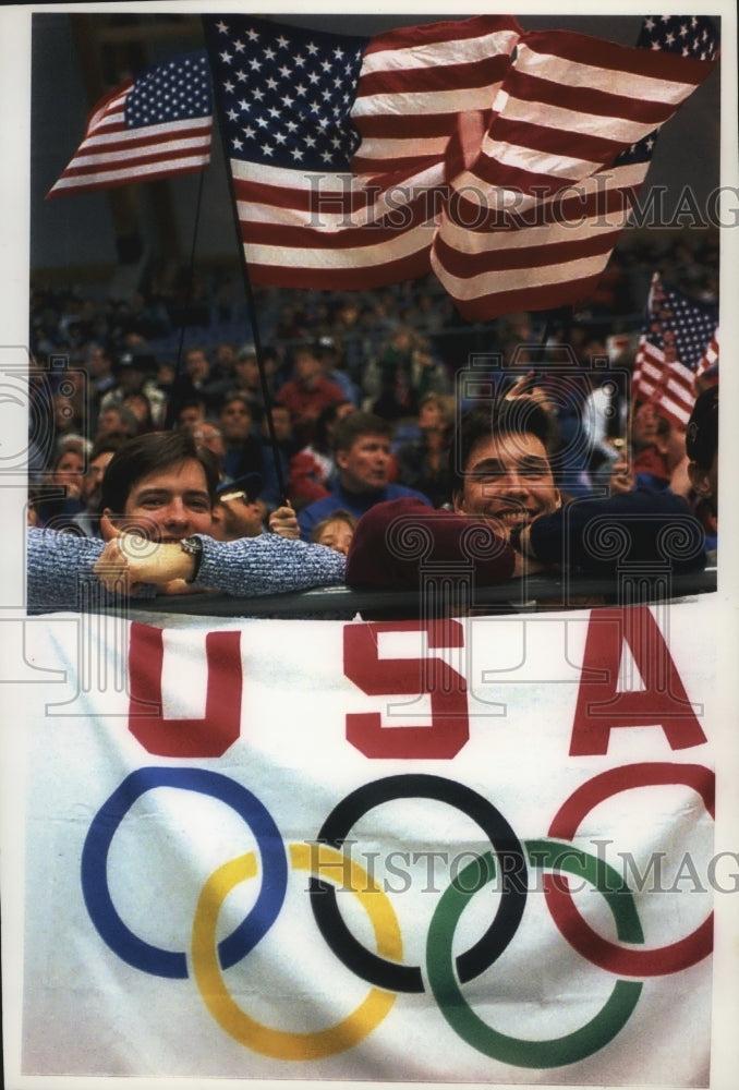 1994 Press Photo United States fans at winter Olympics in Norway - mjp26089 - Historic Images