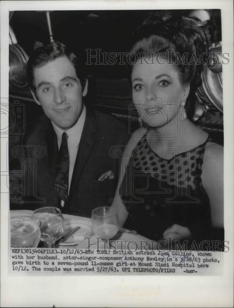1963, Actor Anthony Newley and his wife, actress Joan Collins - Historic Images