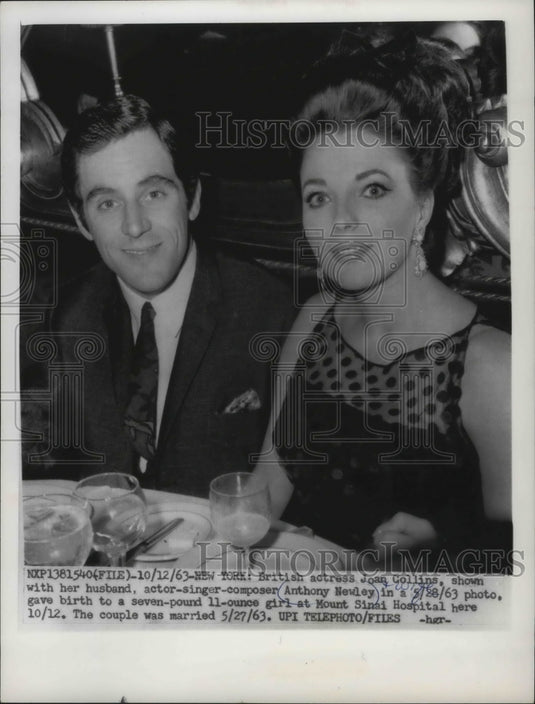 1963, Actor Anthony Newley and his wife, actress Joan Collins - Historic Images