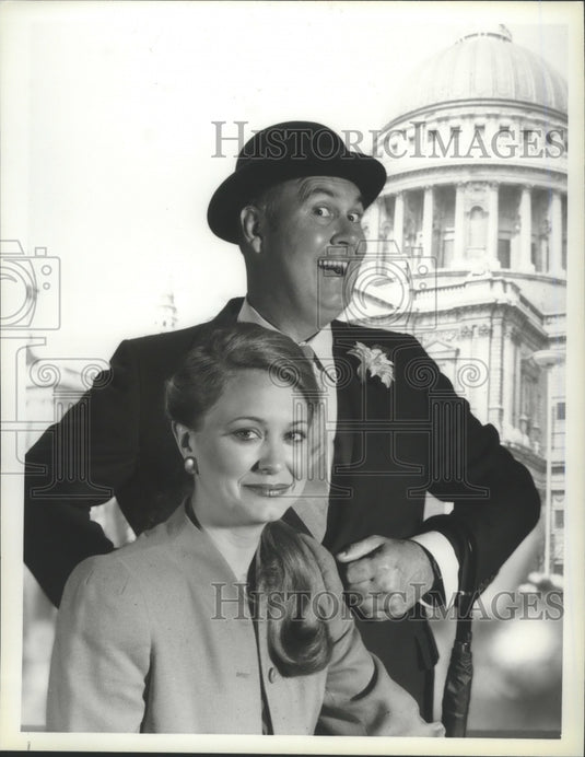 1981 Press Photo Jane Pauley & Willard Scott of "Today" covering royal wedding - Historic Images