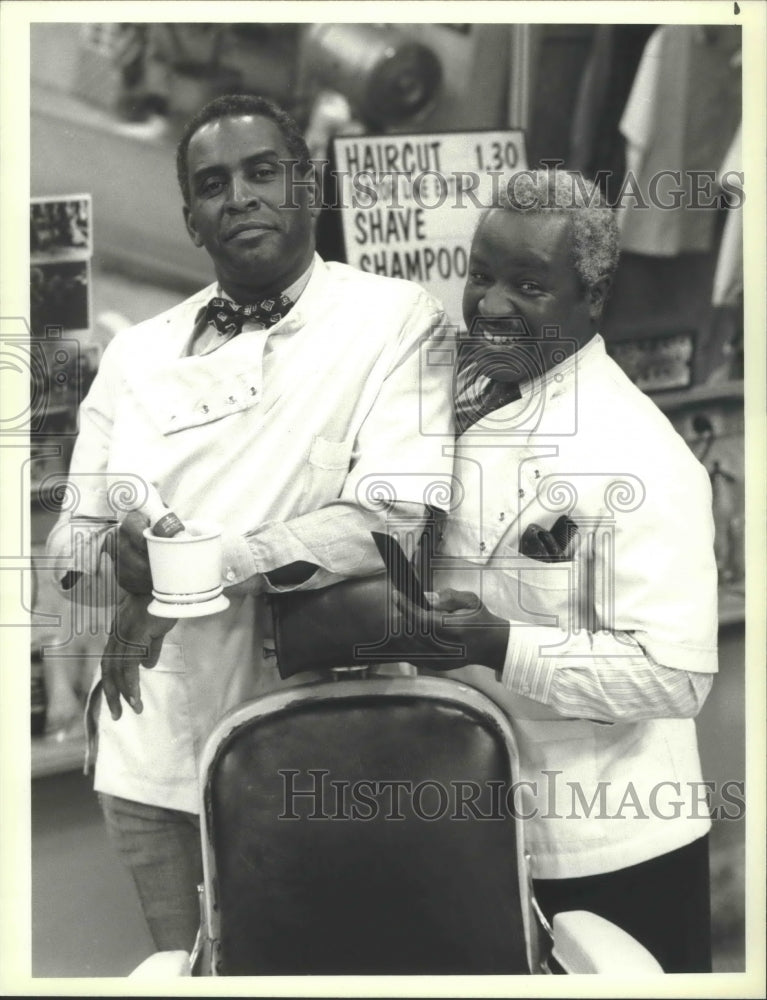 1986 Press Photo Scoey Mitchell and Art Evans in &quot;Handsome Harry&#39;s&quot; on NBC-Historic Images