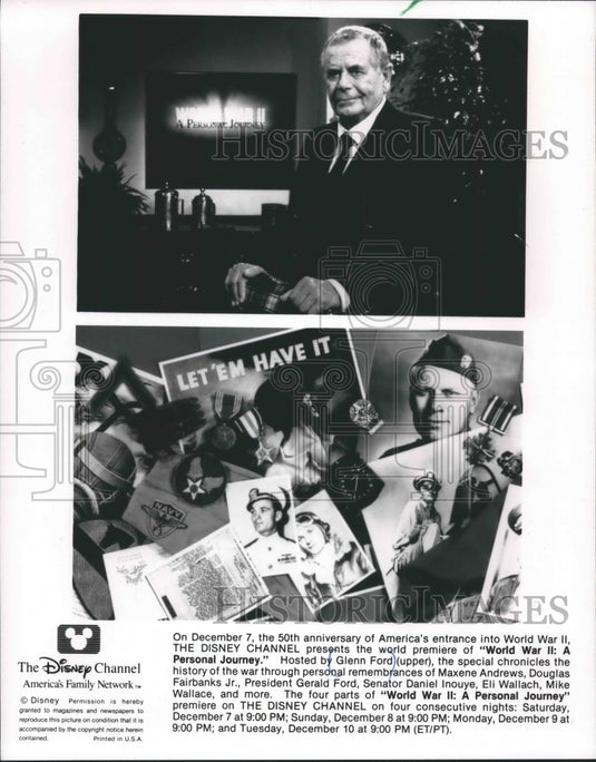 Press Photo Glenn Ford host of "World War II: A Personal Journey" - Historic Images