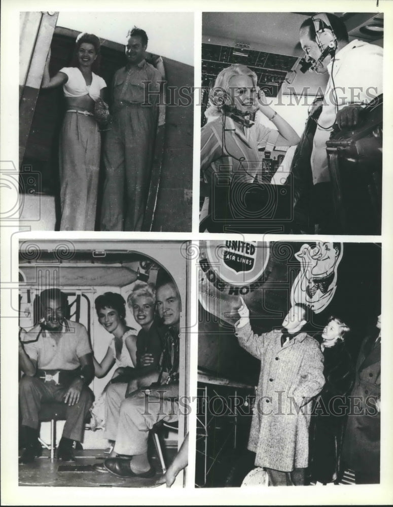 1980 Press Photo Bob Hope, guests, on Bob Hopes travels with the troops - Historic Images