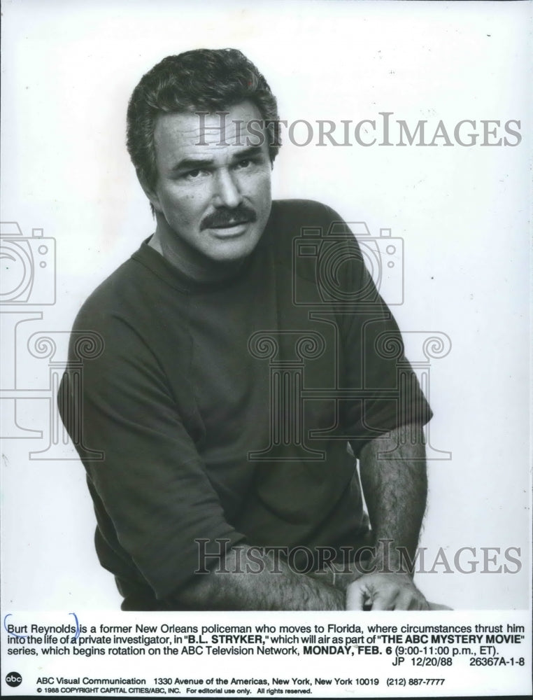 1988, Actor Burt Reynolds in "B.L. Stryker" - mjp26653 - Historic Images
