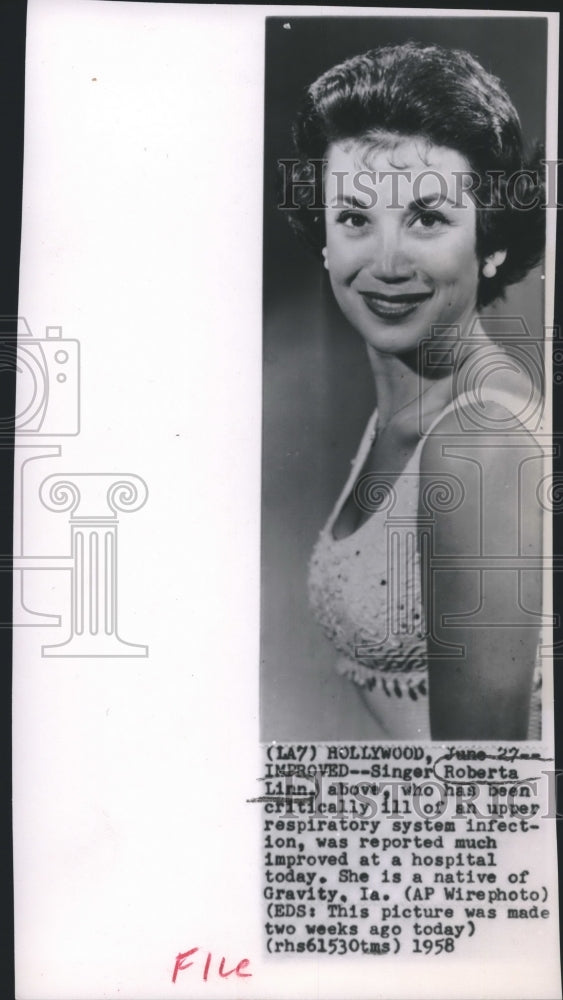 1958, Singer Roberta Linn - Historic Images