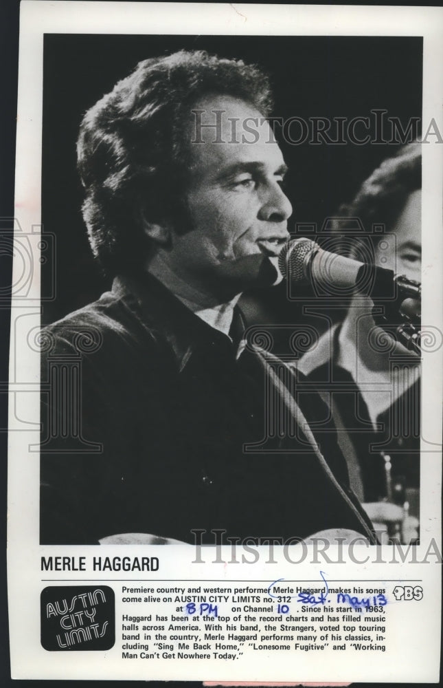 1978 Press Photo Country &amp; western performer Merle Haggard on Austin City Limits-Historic Images