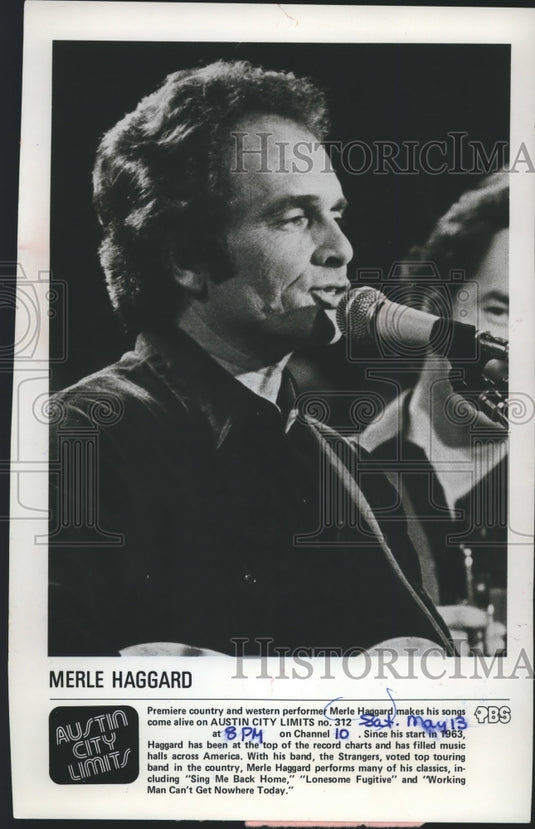1978 Press Photo Country & western performer Merle Haggard on Austin City Limits-Historic Images