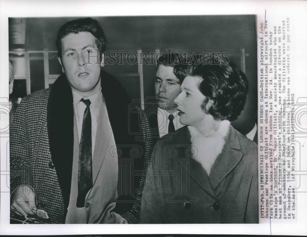 1962, British playwright John Osborn &amp; other at the airport, New York - Historic Images