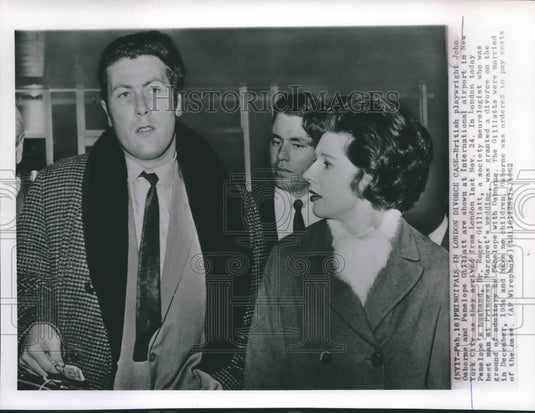 1962, British playwright John Osborn & other at the airport, New York - Historic Images