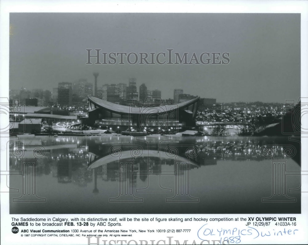 1987 Press Photo The Saddledome in Calgary, Winter Olympics site. - mjp27002 - Historic Images