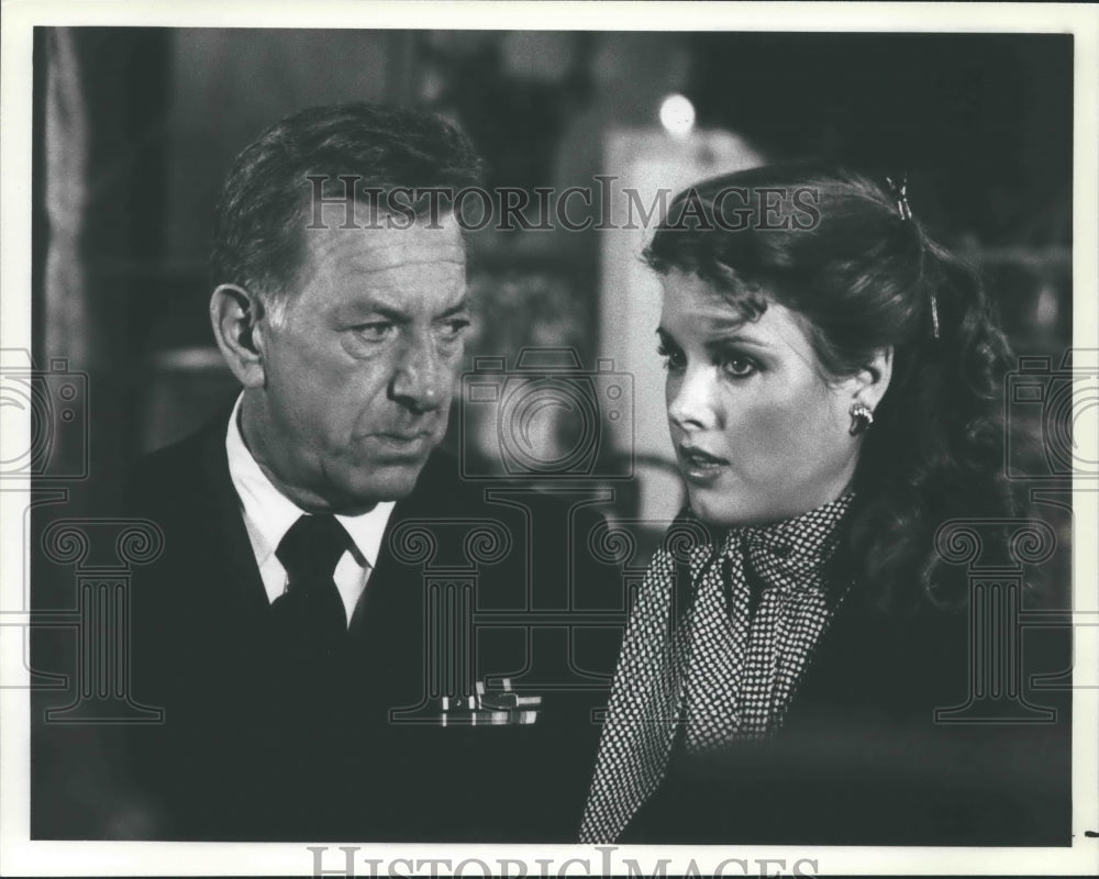 1982 Press Photo Jack Klugman & Rebecca Holden star in an episode of "Quincy"-Historic Images