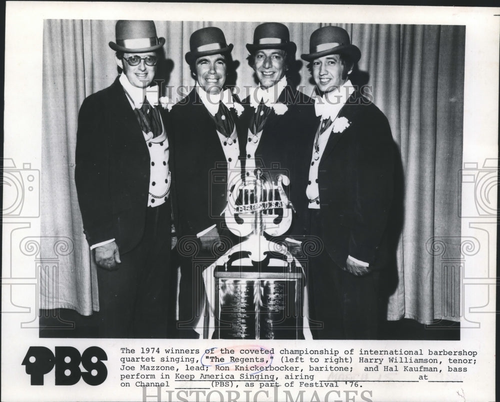 1976 Press Photo The Regents, Barbershop Quartert in PBS &quot;Festival &#39;76&quot; special-Historic Images