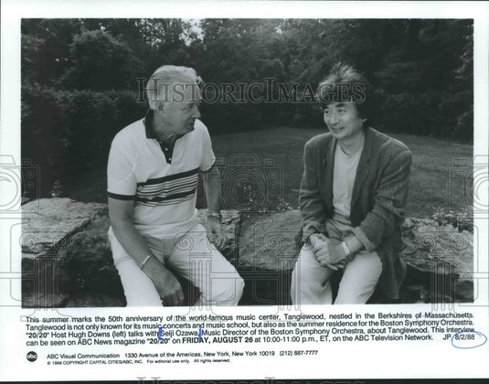 1988, Hugh Downs interviews music director Seiji Ozawa on "20/20" - Historic Images