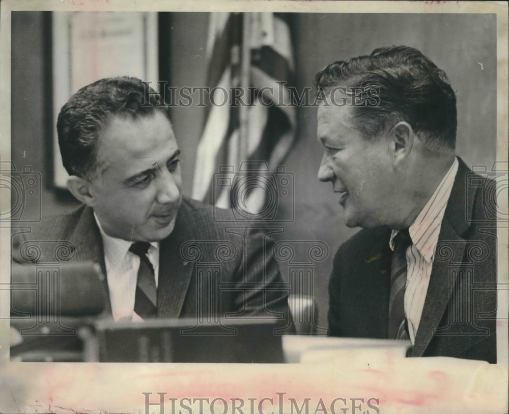 1966, Actor Dennis Morgan with friend, County Judge Christ Seraphim - Historic Images