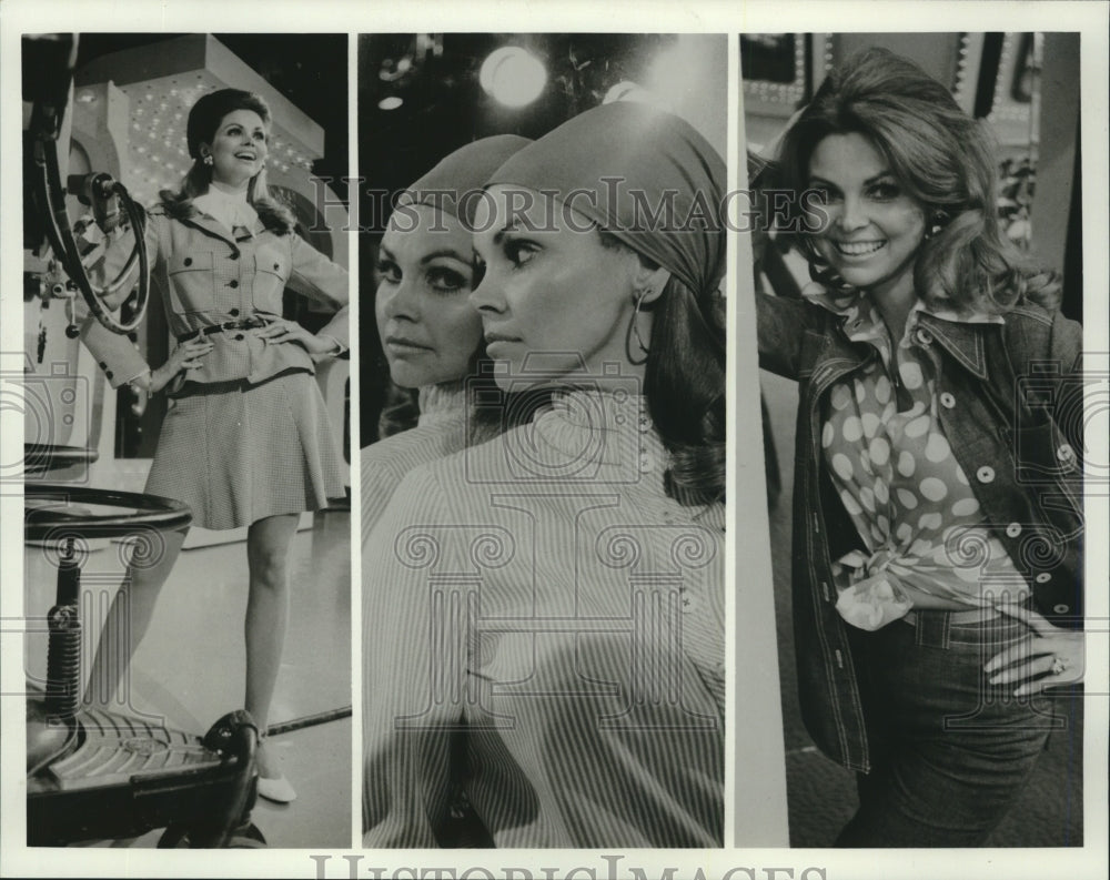 1975 Press Photo Mary Poms models fashions she wears &quot;The Wizard of Odds,&quot; NBC.-Historic Images