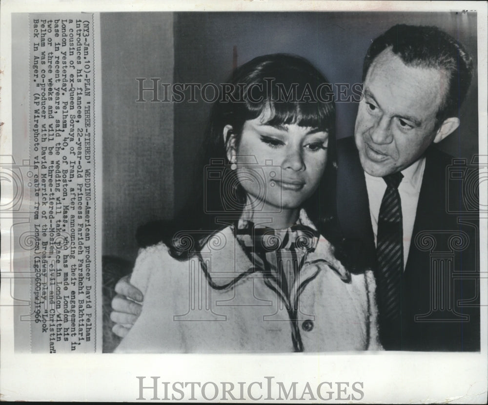 1966, Producer David Pelham, with fiancee, Farideh Farshchi Bakhtiari - Historic Images