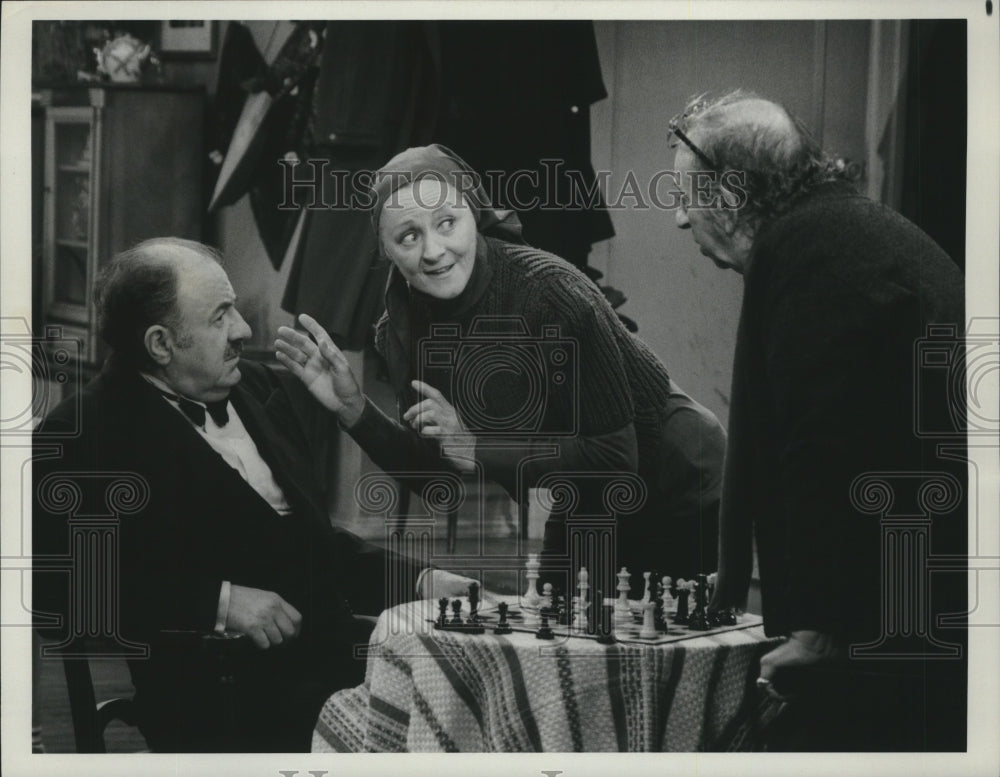 1976, Lou Jacobi, Maria Karnilova, Phil Leeds in &quot;Ivan the Terrible.&quot; - Historic Images