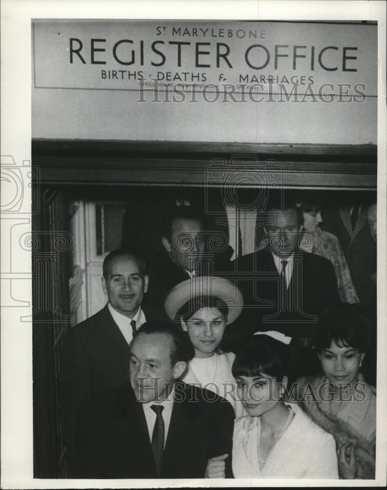 1966, Farideh Bakhtiara, with husband, David Pelham, London Wedding - Historic Images