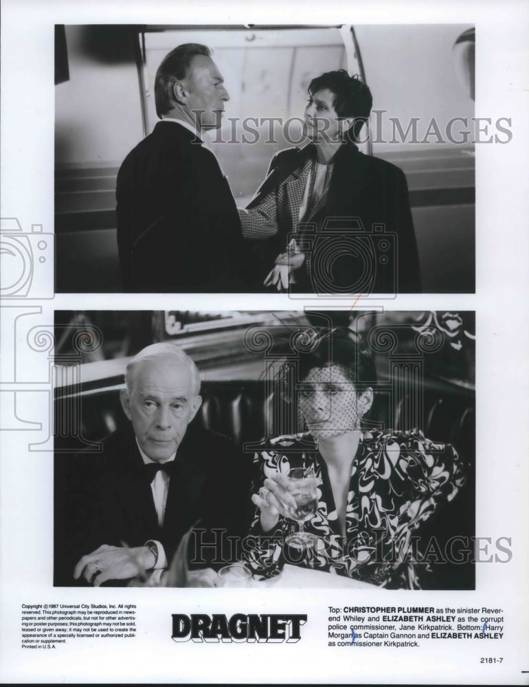 1987 Press Photo Harry Morgan, Elizabeth Ashley star in Dragnet from Universal-Historic Images