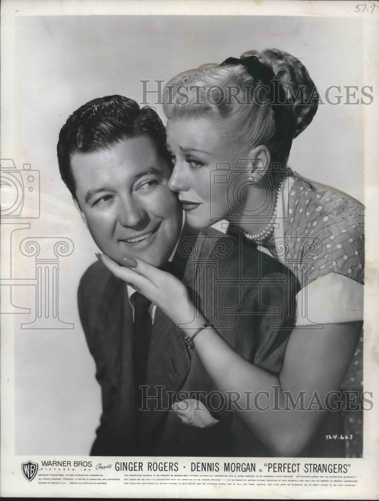 1950, Dennis Morgan and Ginger Rogers star in "Perfect Strangers" - Historic Images