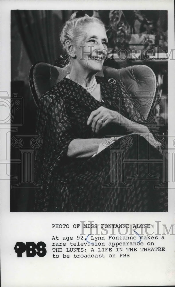 1984 Press Photo &quot;The Lunts: A Life in the Theatre&quot; star Lynn Fontanne-Historic Images