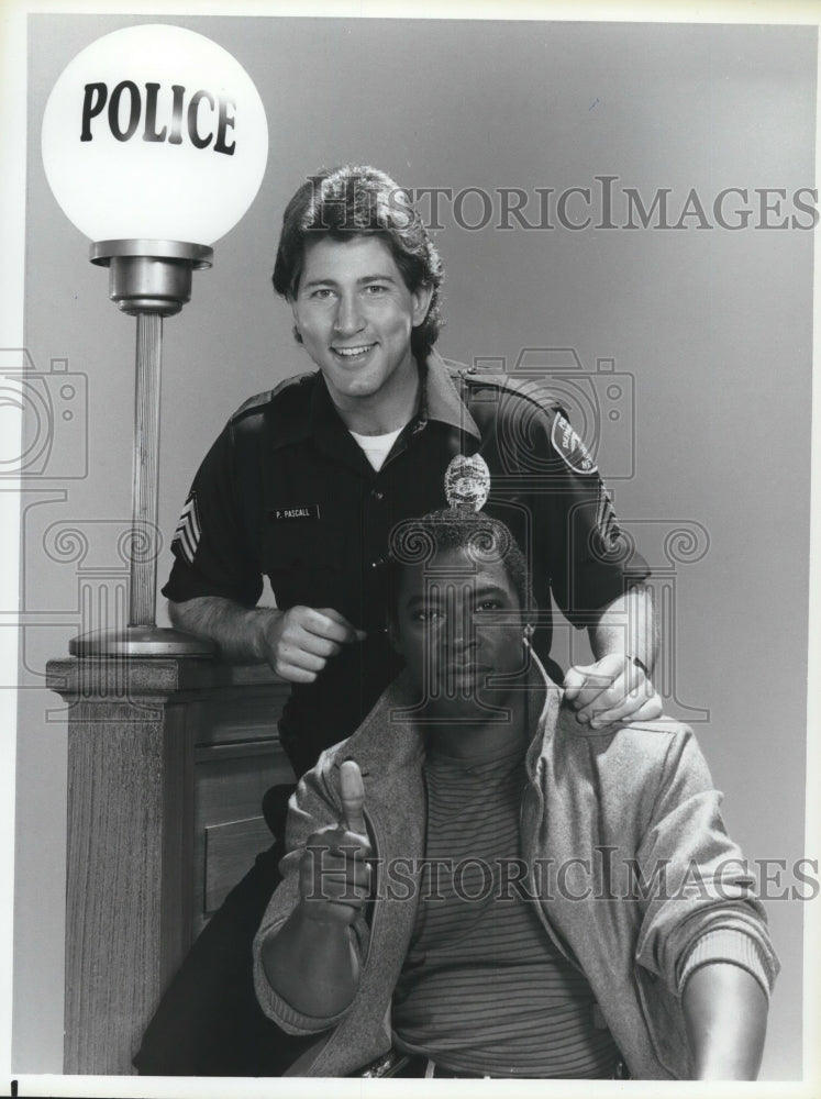 1985, Actors Jonathan Perpich &amp; Ernie Hudson in &quot;The Last Precinct&quot; - Historic Images