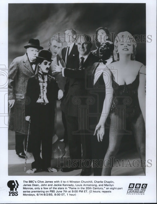 1993 Press Photo Clive James with guests of "Fame in the 20th Century" - Historic Images