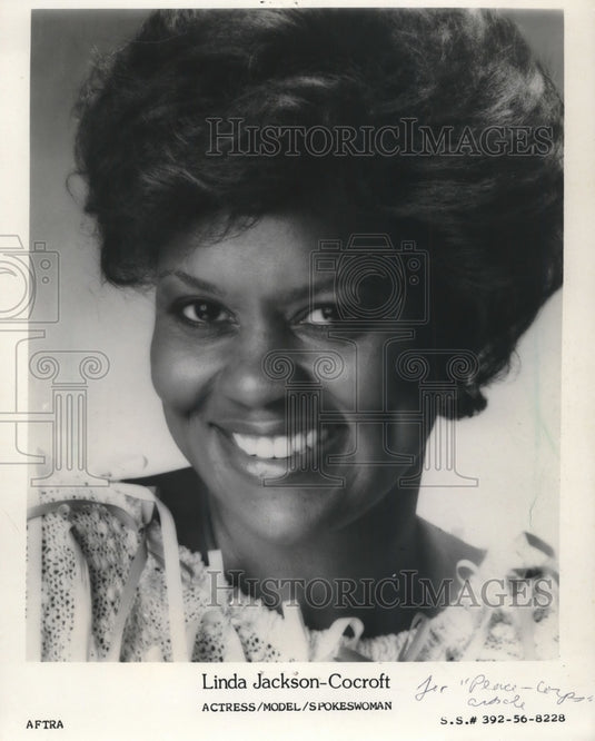 1991 Press Photo Linda Jackson Cocroft, actress, model, and spokeswoman - Historic Images