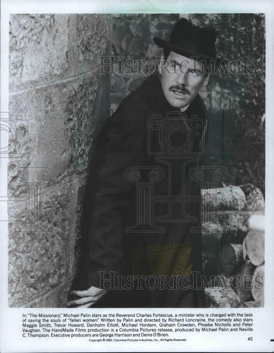 1982, Actor-writer Michael Palin in costume for "The Missionary" - Historic Images