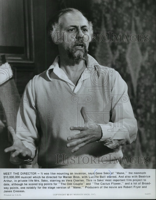 1974 Press Photo Gene Saks directs the musical "Mame" for Warner Bros. - Historic Images